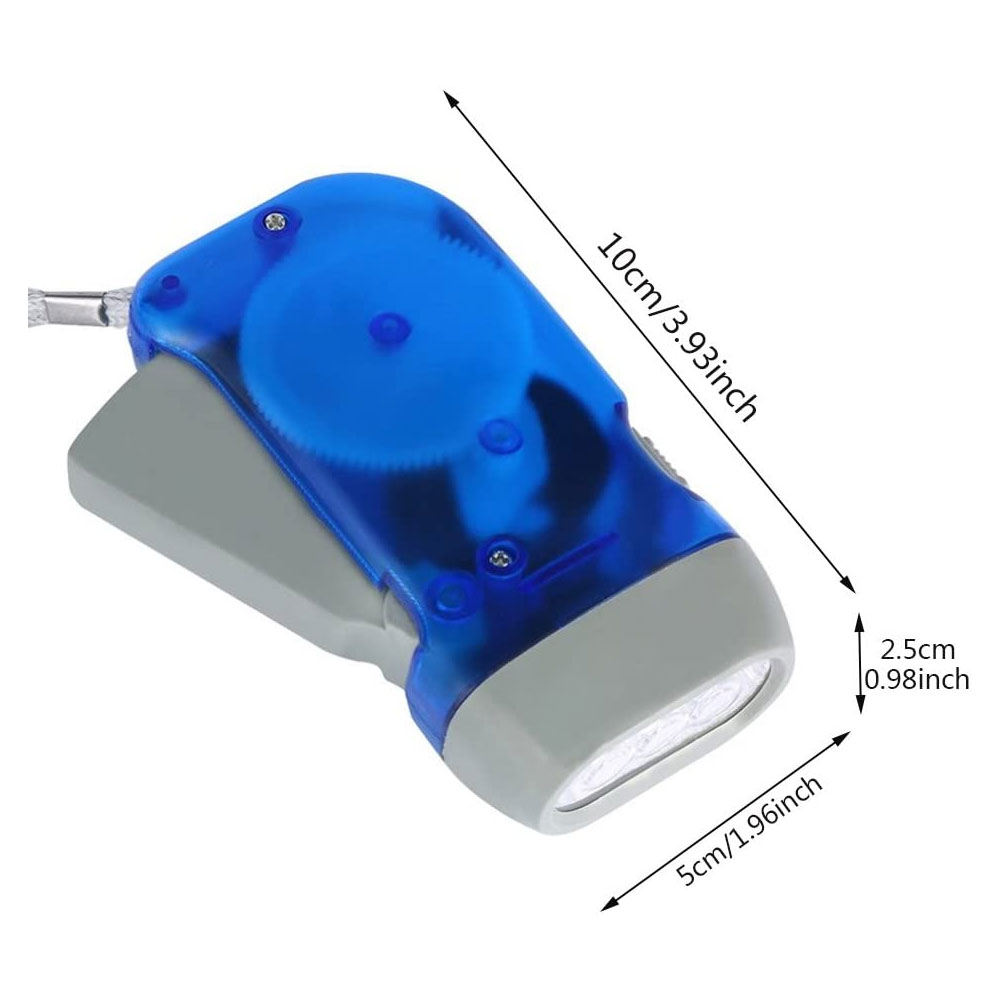 Mini lampe de poche à manivelle dynamo à pression manuelle, lampe de camping à LED, torche auto-alimentée, lumière bleue extérieure, maison chaude