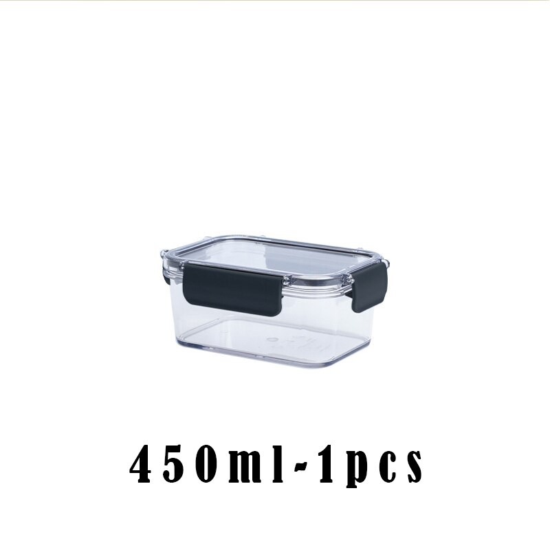 Transparent Containers with Lids Canister Kitchen Classification Container Fresh-keeping Box Sealed Fruit Vegetable Storage Box: 450ML-Undivided