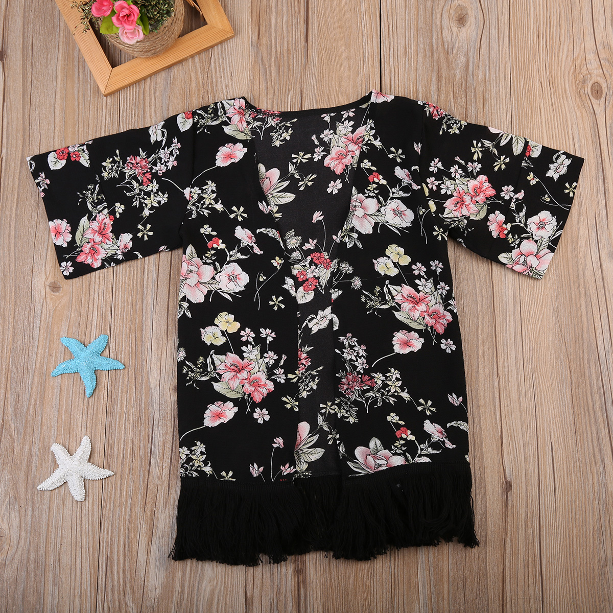 Kids Kind Baby Meisjes Kleding Kant Kwastje Jassen Kimono Vest Sjaal Cover UP Outfits