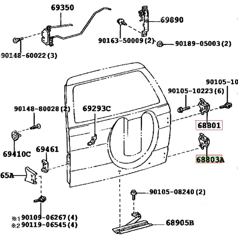 Charnière de hayon 68801-60030 pour T., 1 pièce Land Cruiser Prado 1KD 1KZTE 3L 3RZF 5VZFE KDJ95 KZJ90 KZJ95 RZJ95 VZJ95