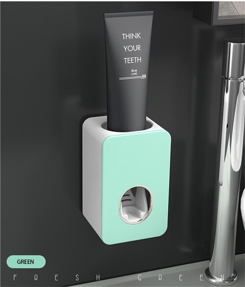 Bathroom Accessories Sets Automatic Toothpaste Dispenser Dust-proof Toothbrush Holder Home Bathroom Toothpaste Squeezer Tool: green