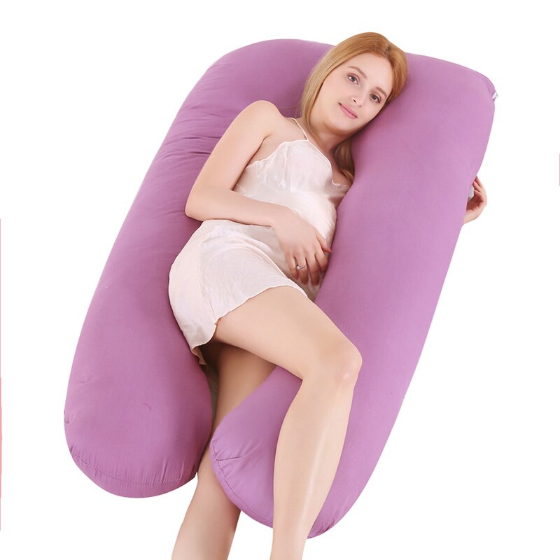 Maternidad en forma de U almohada de las mujeres embarazadas Prenatal y Postnatal cojín multifuncional protección de cintura cuerpo almohada dormir cojín: purple