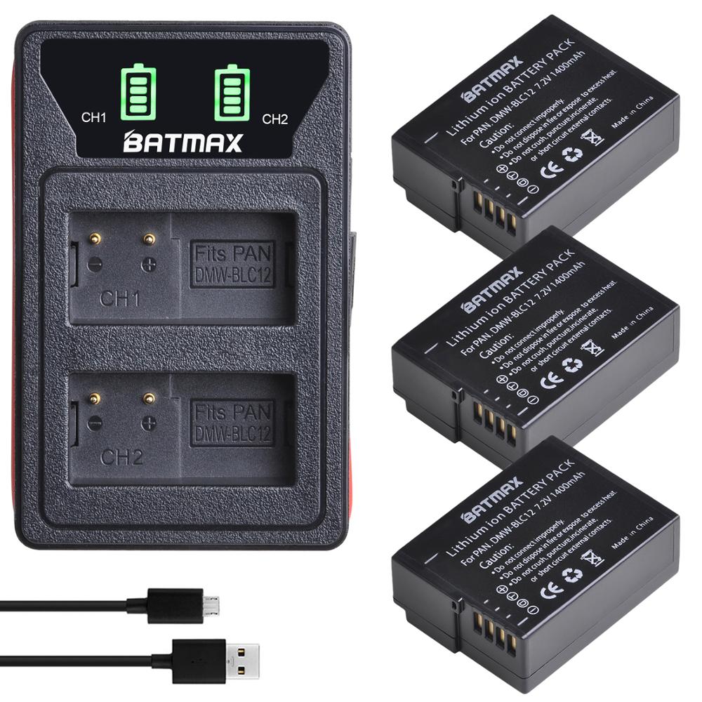 Batmax DMW-BLC12 BLC12E Batterij + Led Dual Charger Met Type C Poort Voor Panasonic FZ1000, FZ200, FZ300, G5, G6, G7, GH2, DMC-GX8: 3B with charger