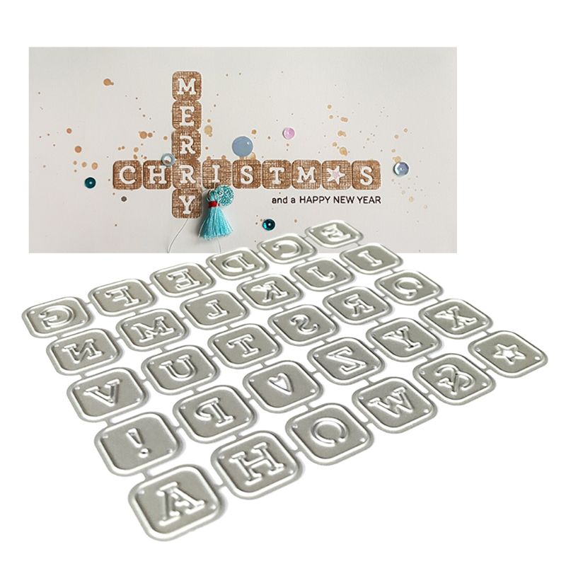 Alfabet bokstäver metall skära stansar stencil scrapbooking diy album stämpel papper kort prägling dekor hantverk
