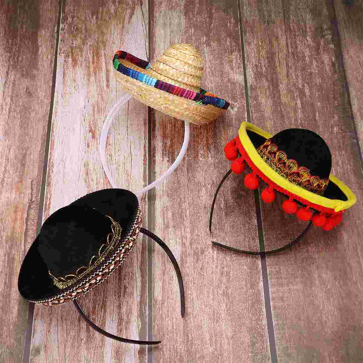 3Pcs Mexicaanse Stro Hoeden Mexico Sombrero Festical Stro Hoed Mexicaanse Folk Stijl Hoed Sombrero