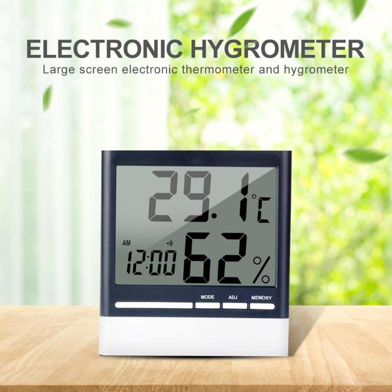 Groot Lcd-scherm Elektronische Digitale Temperatuur Vochtigheid Tellen Multifunctionele Temperatuur Weerstation Monitor Wekker