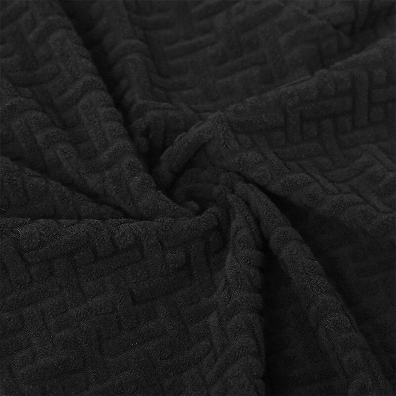 Verwijderbare Eetkamerstoel Seat Cover Jacquard Stretch Stoel Zitkussen Hoes Voor Eetkamer Keuken Stoelen: black