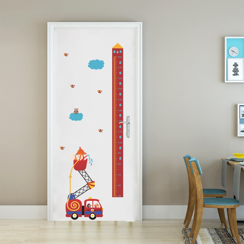 Cartoon Fire ladder height measure wall sticker for nursery kids rooms wall decals growth chart Bedroom Wall mural Art