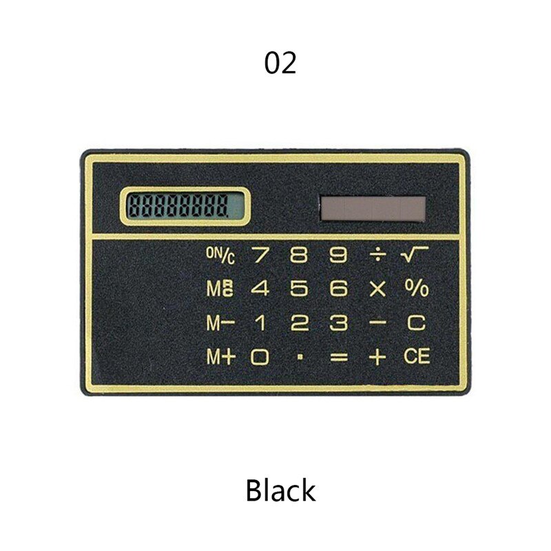 Ultra Slim Portable Solar Powered Digit Calculator Credit Card Cheap Durable Solar Power Pocket Calculator Small Travel Compact: Black