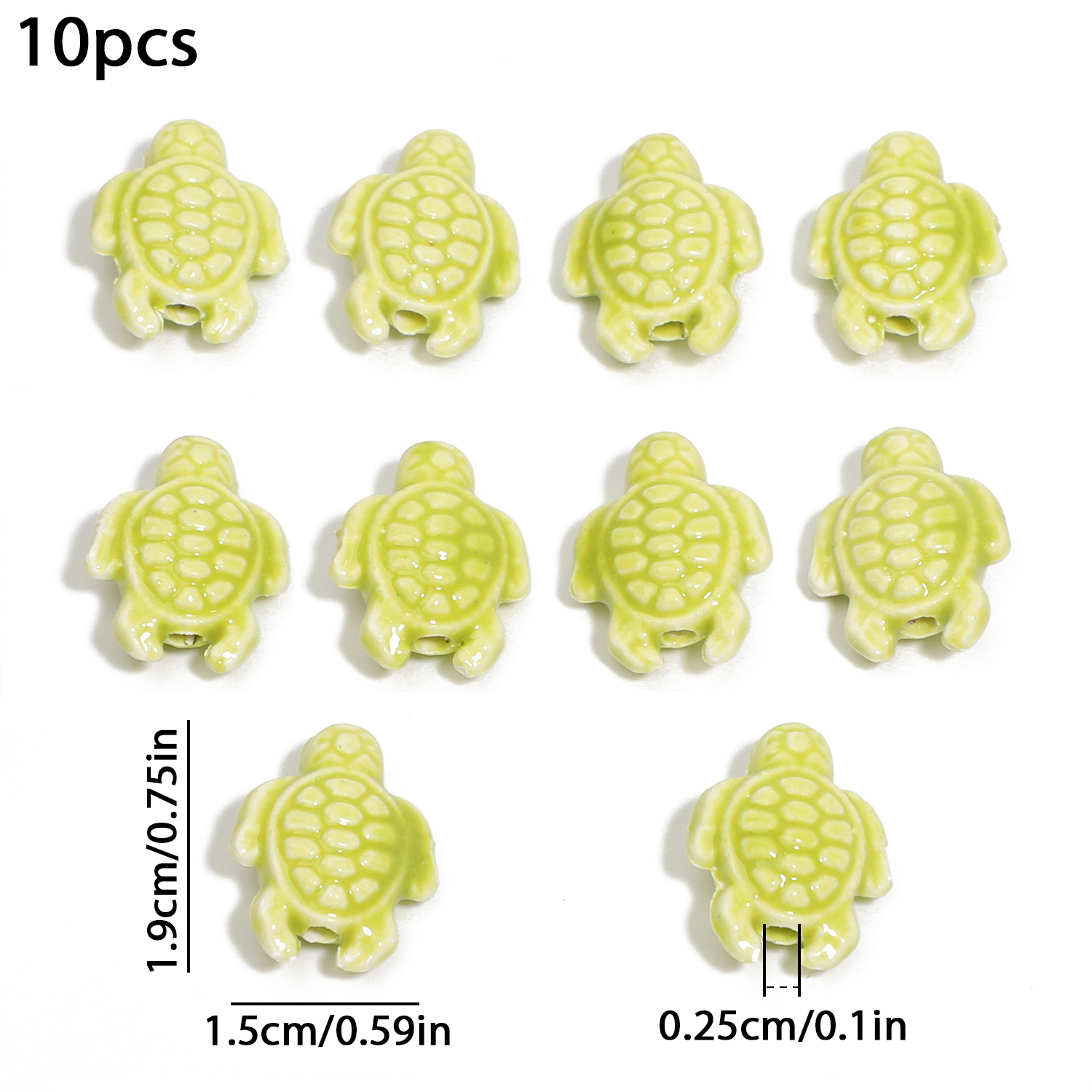 10 Uds. De cuentas coloridas mezcladas de tortuga marina, cuentas espaciadoras de cerámica esmaltadas florales, joyería para hacer DIY, collar, pendiente, pulsera, 19x15mm: Beige