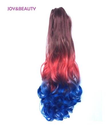 JOY & BEAUTY-coleta de fibra sintética de alta temperatura, coleta ondulada larga, Color ombré, 22 pulgadas, pinza para extensión de cabello: #1B / jacinto / azul