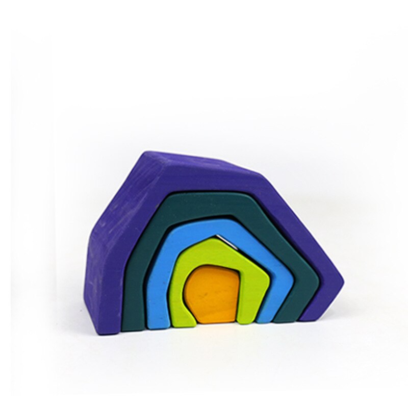 Arcobaleno di legno Blocchi di Legno Blocchi di accatastamento giocattoli grimms arcobaleno di Legno Blocchi di Costruzione arcobaleno Colorato capretti Dei Bambini Educational Toy: 15