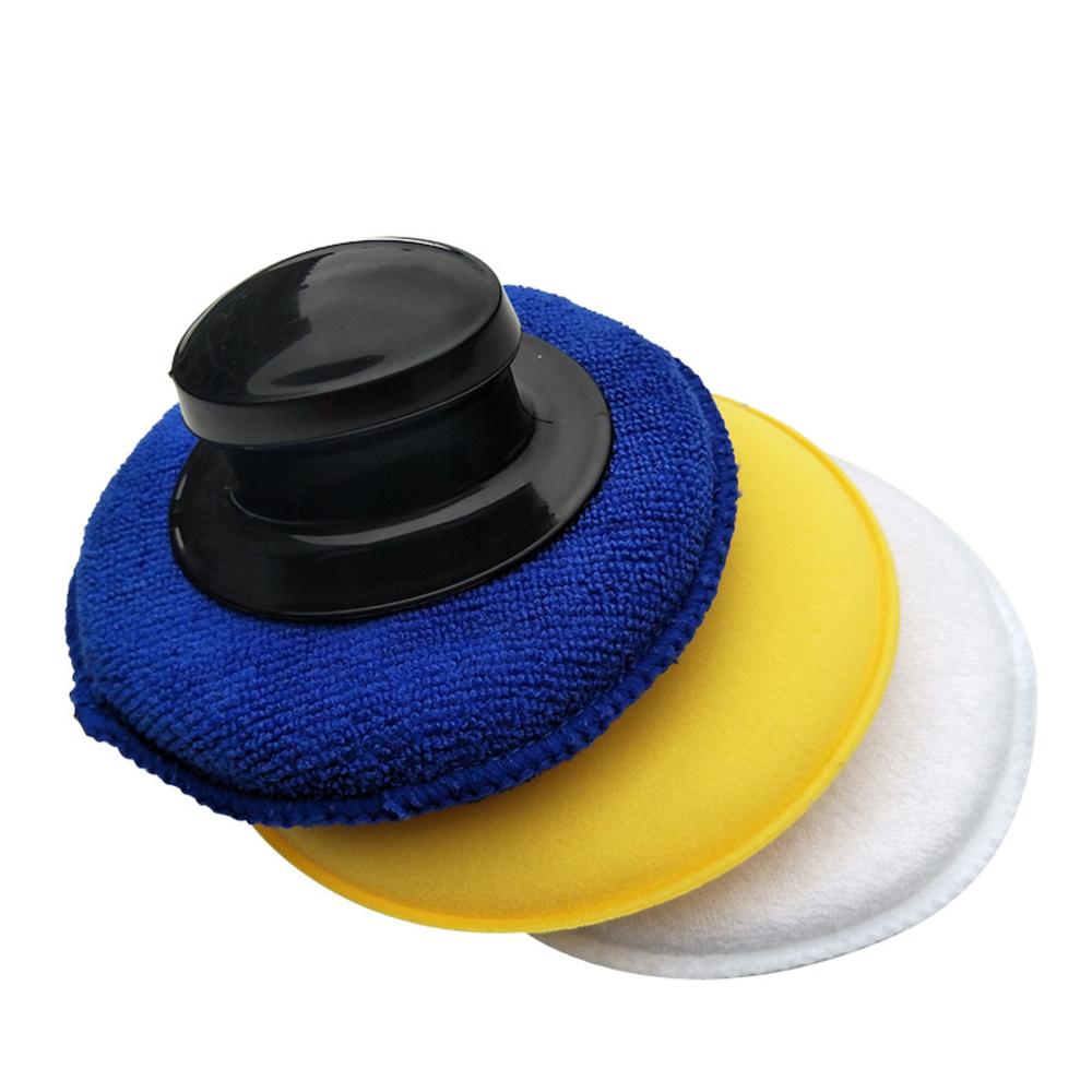 Esponja para encerar y pulir, de alta densidad, 3 + 1, conjunto de microfibra antiarañazos, esponja para pulido y cuidado de limpieza de automóviles, con mango, almohadilla para encerar