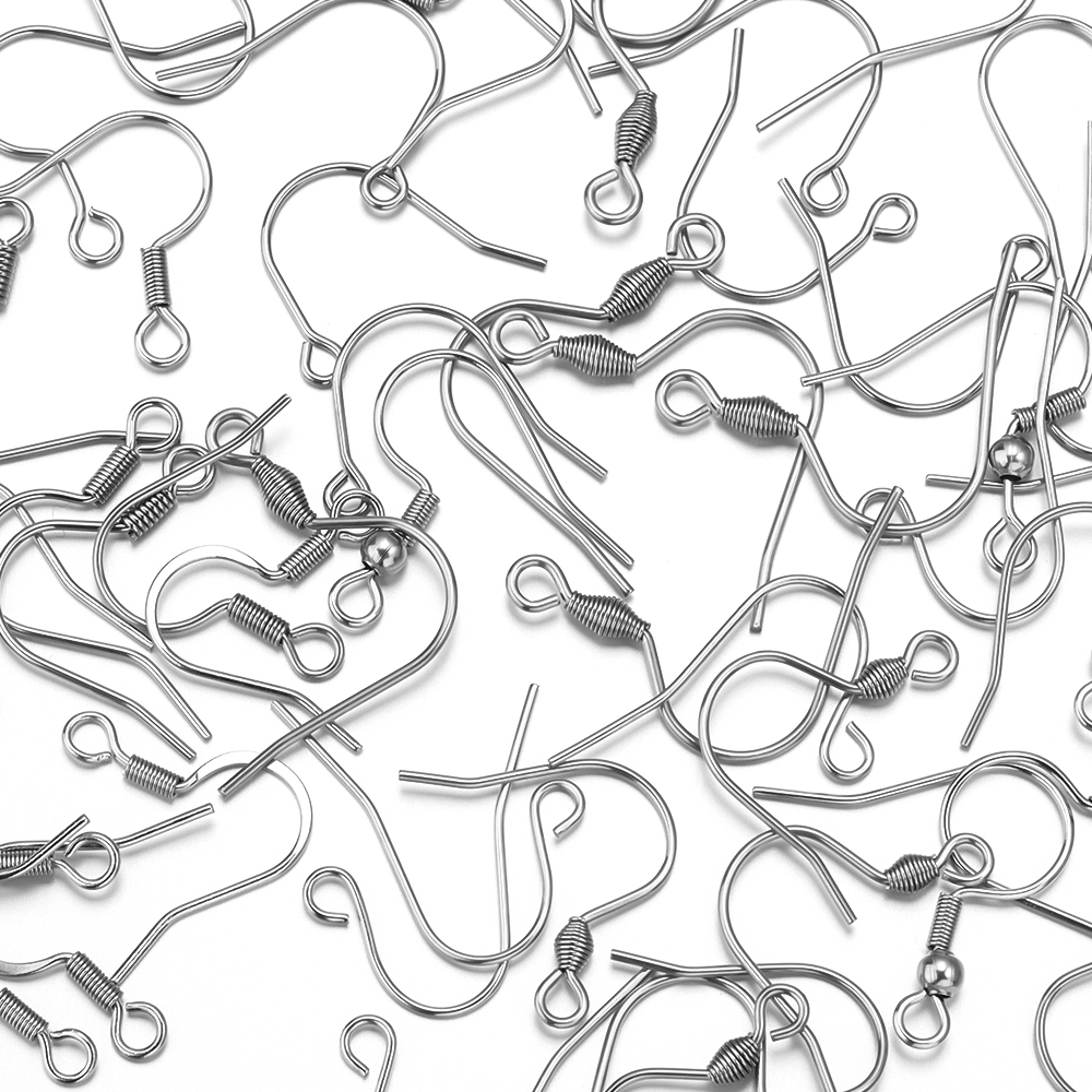 50 unids/lote de ganchos para pendientes de acero inoxidable hipoalergénicos para hacer joyas, gancho para la oreja, pendientes Diy, cierres para pendientes, accesorios