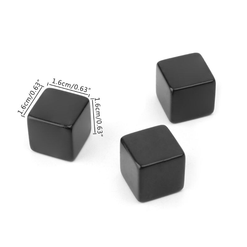 Lot de 10 dés de 16mm en acrylique noir, jeu de société, Cube, jouet pour enfant, bricolage amusant et enseignement, dés multi-faces pour jeu de société