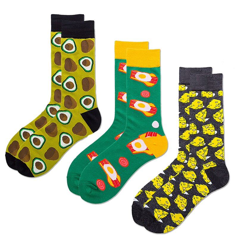 3pairs Funny Socks Personality Cotton Men& Women Sports Socks Beer Mouse Rabbit Shrimp Stamp Animal Food Fruit Cycling Socks: 11