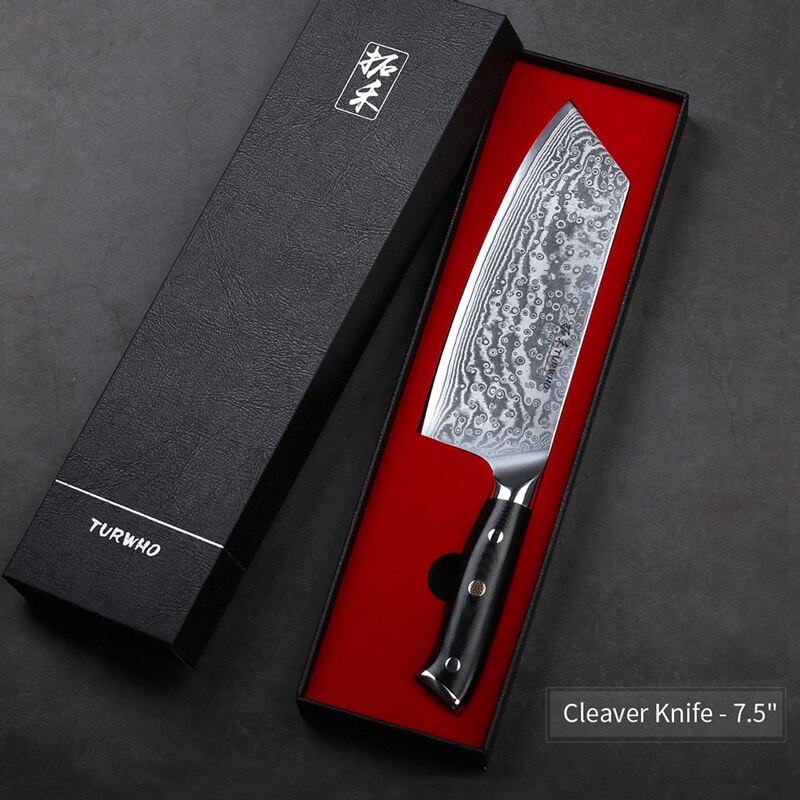 TURWHO 8'' Chef Knife Gyuto Japanese Damascus Stainless Steel Kitchen Knife Very Sharp Cooking knives G10 Handle