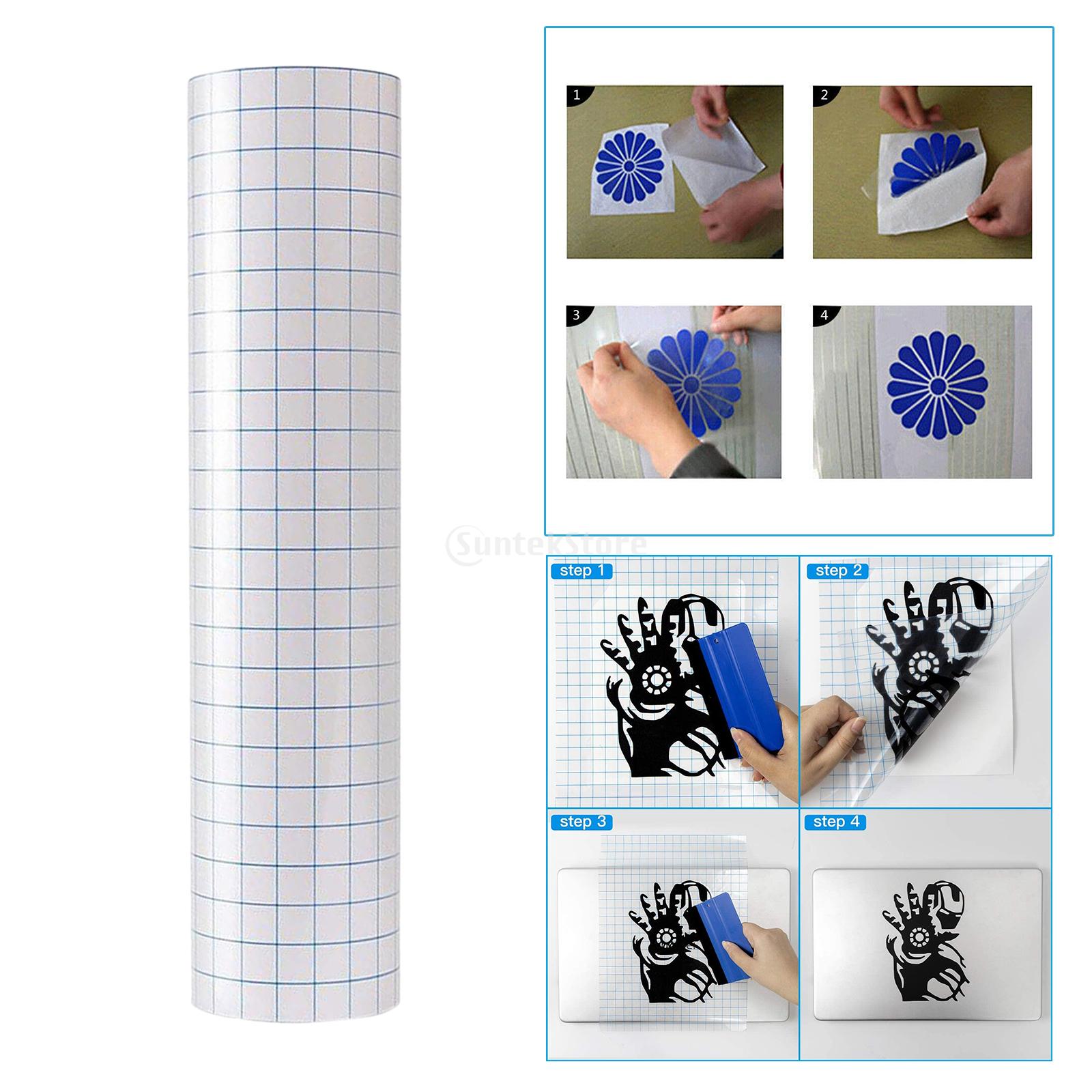 Vinyl Transfer Tape Roll (12” x 3.28 Feet) Clear Vinyl Transfer Paper for Silhouette Cameo Crafts w/ Blue Alignment Grid: 30x100cm 1Roll