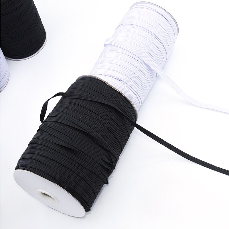 Elastische Bands Wit en Zwart een Rol 90 Meter/180 Meter 3/5/6/8/ 10/12mm Breedte Polyester voor Kleding Kledingstuk Naaien Accessoires