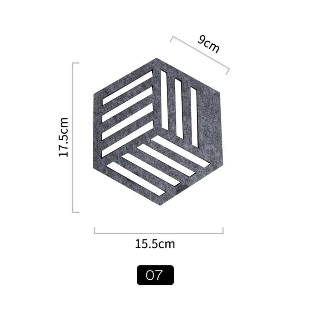 Chic Silicone Coaster Cup Hexagon Mats Pad Heat-insulated Bowl Placemat Home Decor Desktop Eco-friendly Japanese Simple 1PCS: E-Gray 15.5-17.5