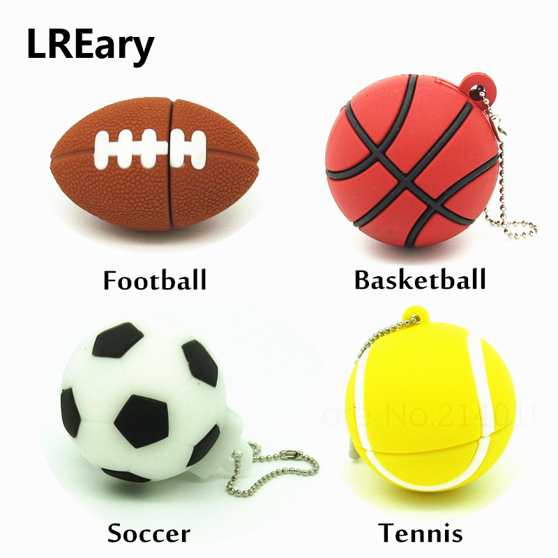 Cartoon sports ball USB Flash Drive football basketball tennis Pen Drive memory Stick usb 2.0 pendrive 4GB 8GB 16GB 32GB