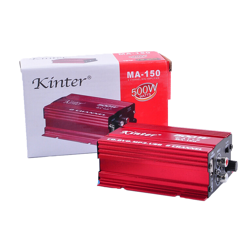 Mini Digital Stereo Amplifier Hi-Fi 2CH 500W USB Hi-Fi Subwoofer for Car Motorcycle Boat Kinter MA-150 Factory Price