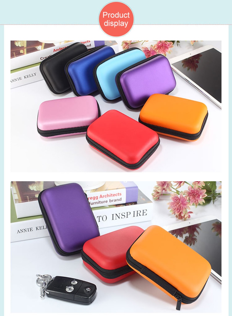 Estuche para auriculares EVA, estuche para auriculares con cables, estuche para guardar bolsas, estuche resistente al agua, estuche con cremallera, dispositivo de viaje