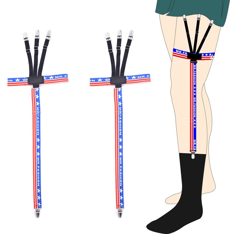 Man's Garters Shirt Stays Skirt Holder Gentleman's Leg Suspenders Shirt Braces Elastic Uniform Strap Shirt Garters: Blue