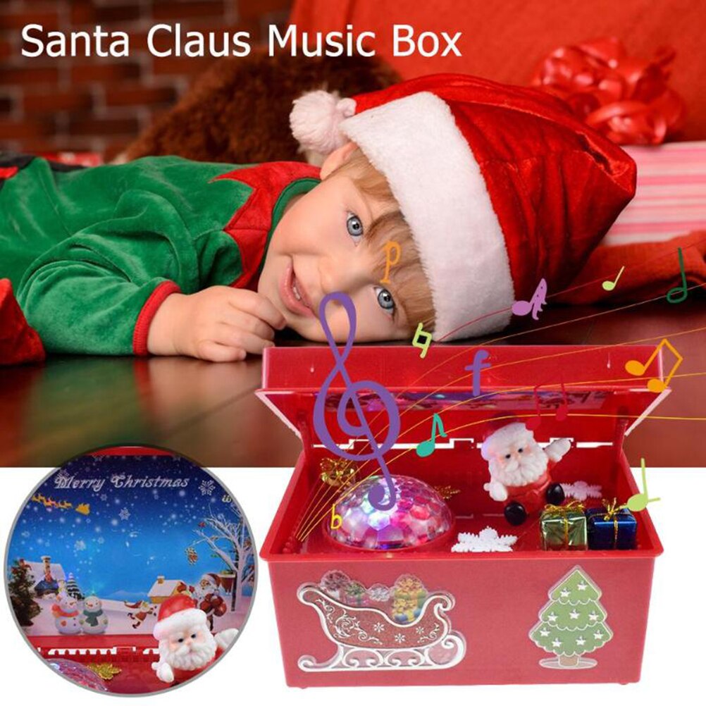 Juguete musical eléctrico de Santa Claus con luz novedad caja musical de Navidad juguetes vocales para niños de Navidad