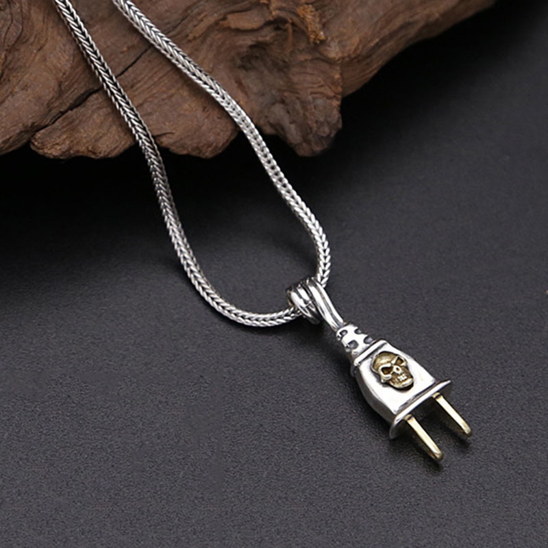 Emith Fla 925 Sterling Silver Necklace Pendants for Women And Men Jewelry Ethnic Vintage Men Plug Pendants Punk