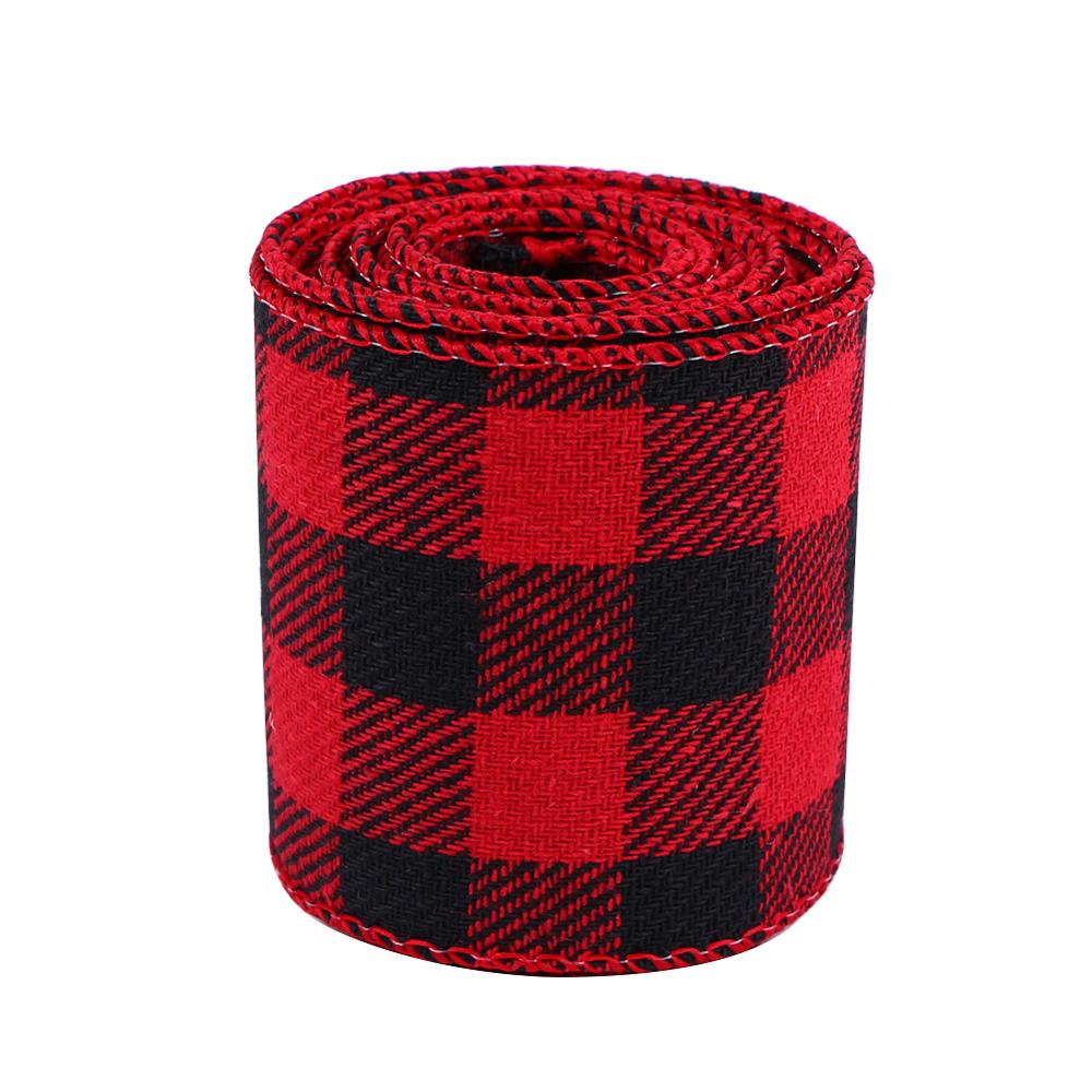 6M Kerst Lint Rood Zwart Plaid Linnen Linten Kerstboom Boog Decoraties Voor Huis Xmas Cadeaupapier Lint Noel: Style D