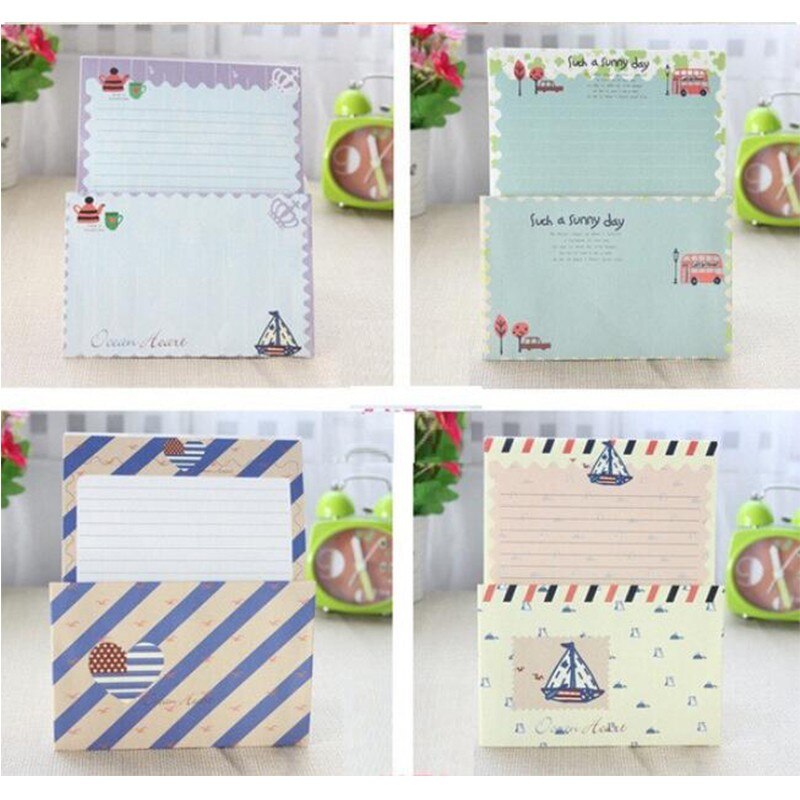 2PCS/PACK Navy Style 2pc Envelope 4pc Writing Letter Paper Office School Stationery Students Letter envelope
