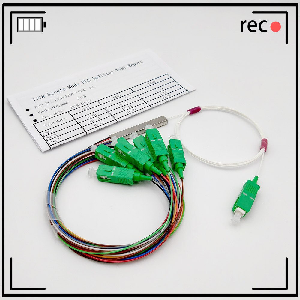 10pcs PLC 1X2 1X8 1x16 Splitter SC/APC Single Mode 0.9mm Steel Tube Fiber Optic Tool FTTH Optical Fiber Connector