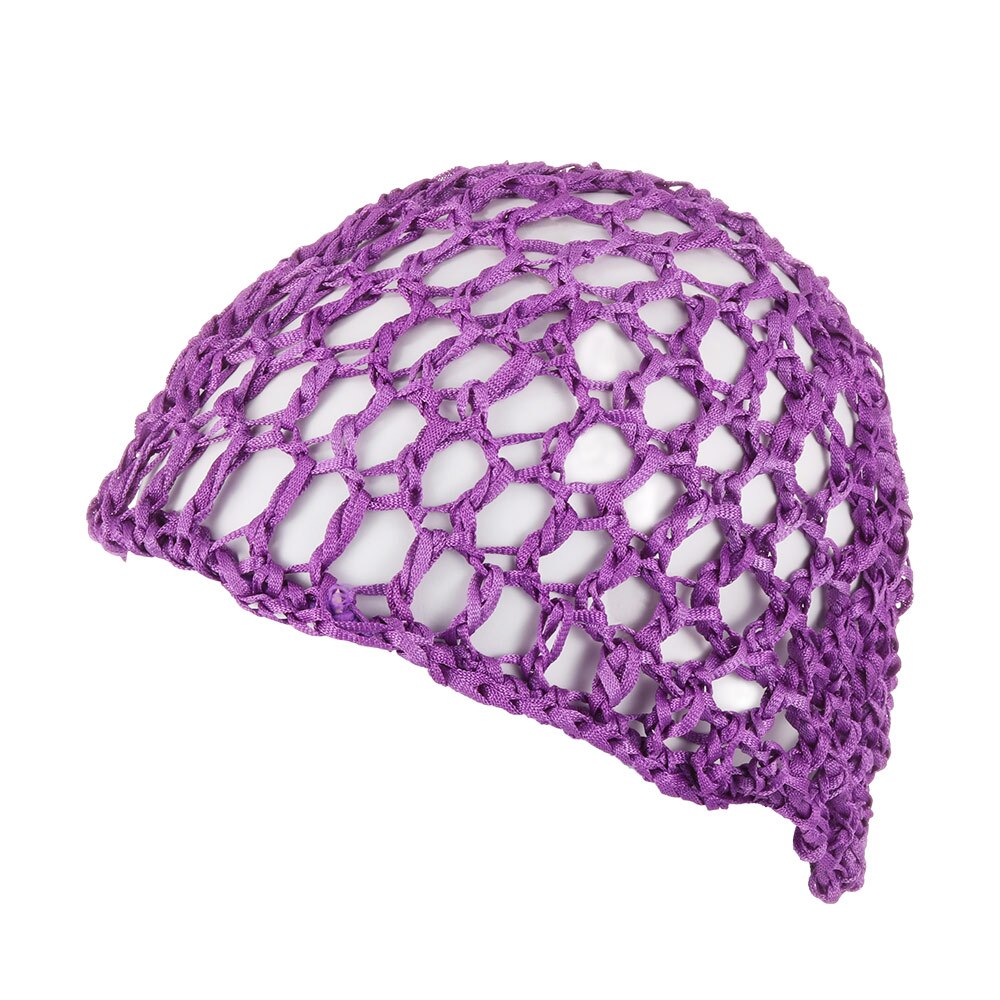 Gorro de malla de punto suave para el pelo, gorro de redecilla de rayón para el cuidado del cabello, turbantes de noche para dormir, accesorios de peinado, 1 unidad: purple