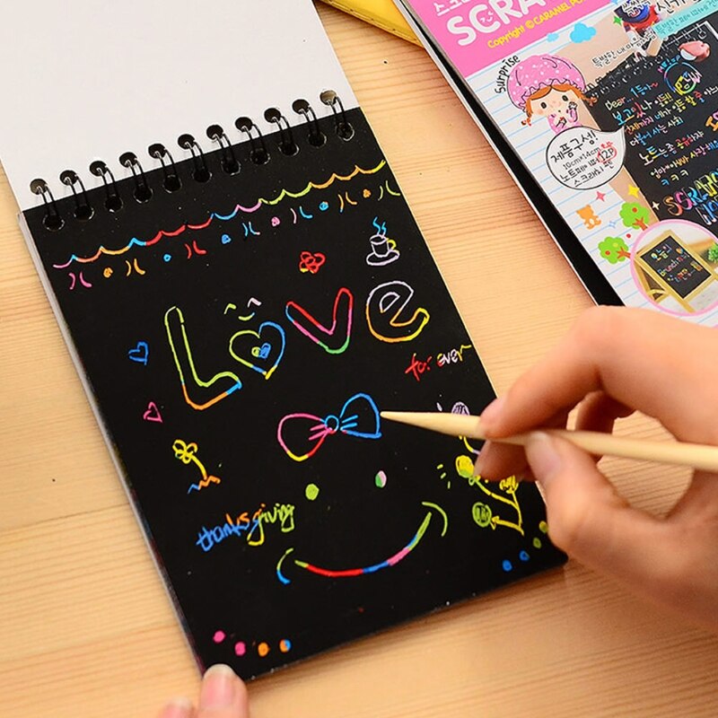 Scratch Note Zwart Karton Creatieve Diy Draw Schets Notities Voor Kid Speelgoed Notebook