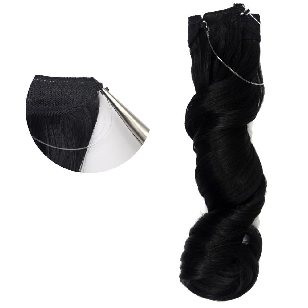 Extensions de cheveux de Halo de TOPREETY ondulent les postiches cachées par fil élastique Invisible aucune Fiber synthétique résistante à la chaleur d'agrafe TPYLW90