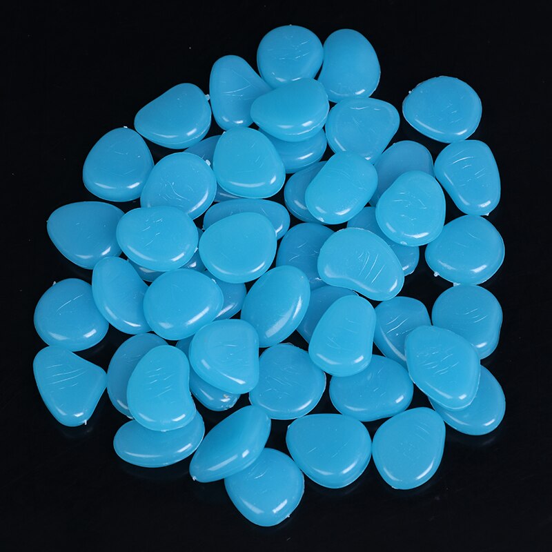 50 sztuk wystrój ogrodu świecące kamienie świecą w ciemności dekoracyjne kamyki na zewnątrz dekoracja akwarium żwirowe skały akwarium mieszać kolorów: niebieski