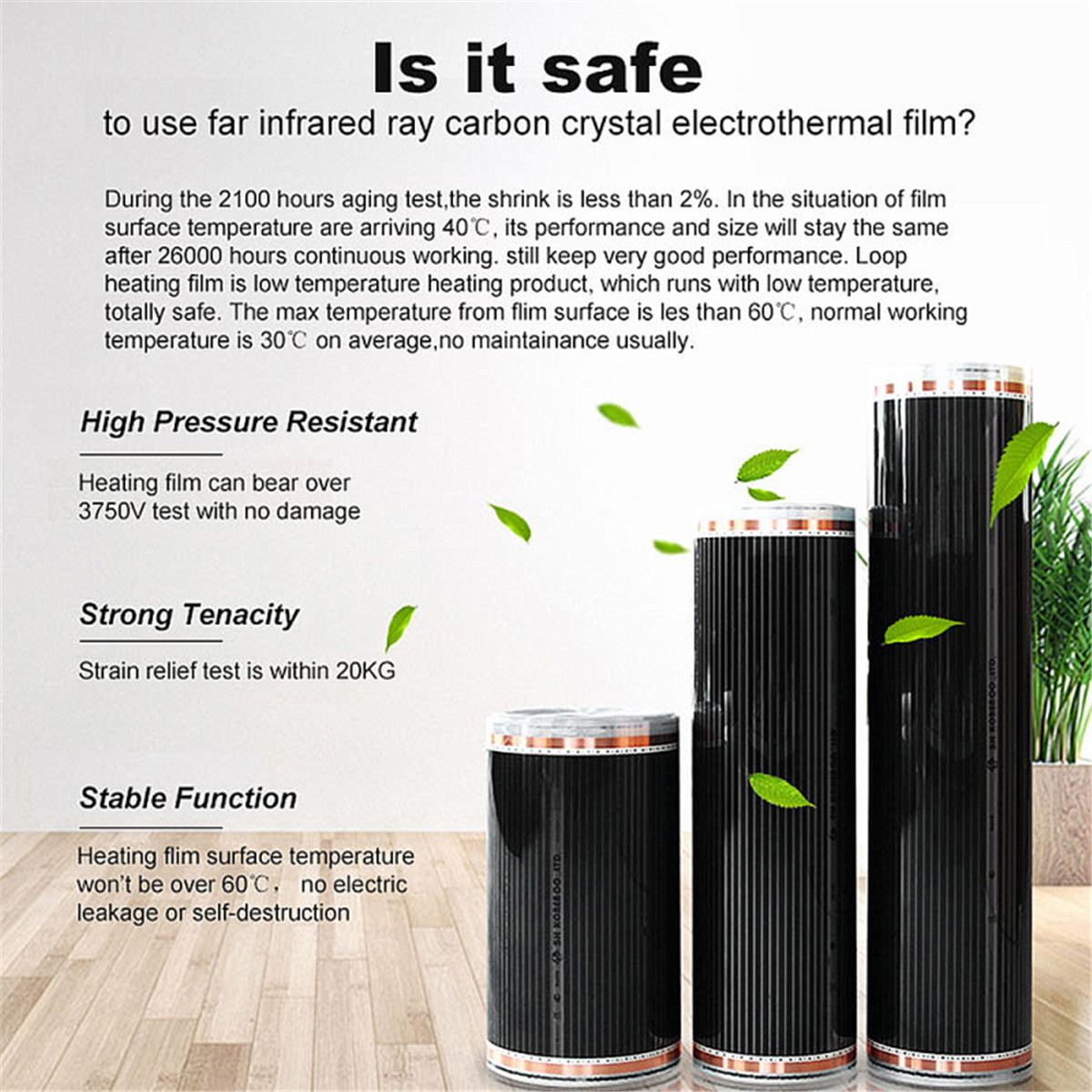 220V 50cm Width Carbon Infrared Underfloor Heating Film AC220V Korea Warm Mat Floor Heating Systems & Parts