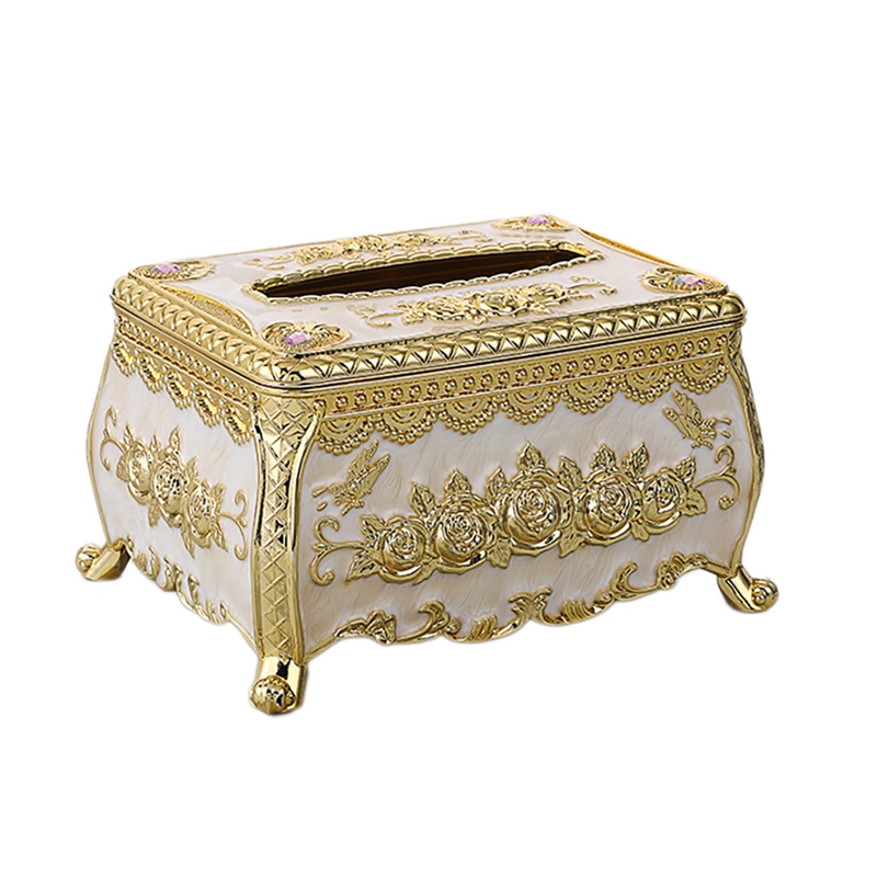 Modern European Ornate Tissue Box Cover, Luxury Noble Paper Facial Tissue Napkin Holder For Bedroom Office: Gold