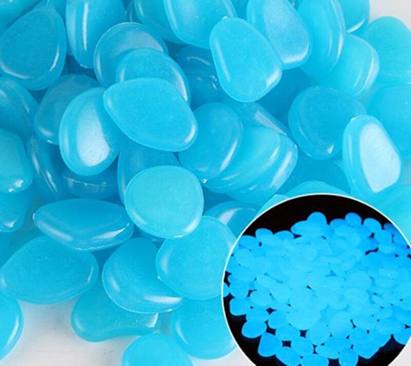 100pcs Luminous Stone Fluorescent Gravel Pebbles Aquarium Fish Tank Garden Decoration in the Dark Glowing Stones: 100pcs Blue