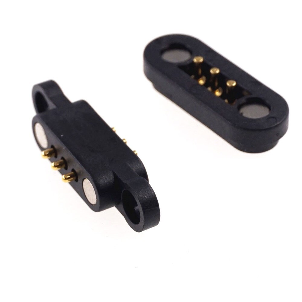 5 Pairs Spring Loaded Pogo Pin Connector 3 Pin 2 Pairs Magnets 3 P Pitch 2.3 mm Through Holes PCB solder Male Female Probe