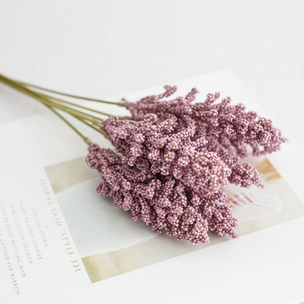 6pcs/lot Artificial Mini Wheat Grain Photo Studio Home Decoration Wedding Photography Props Outdoor Balcony Decor Background: Purple