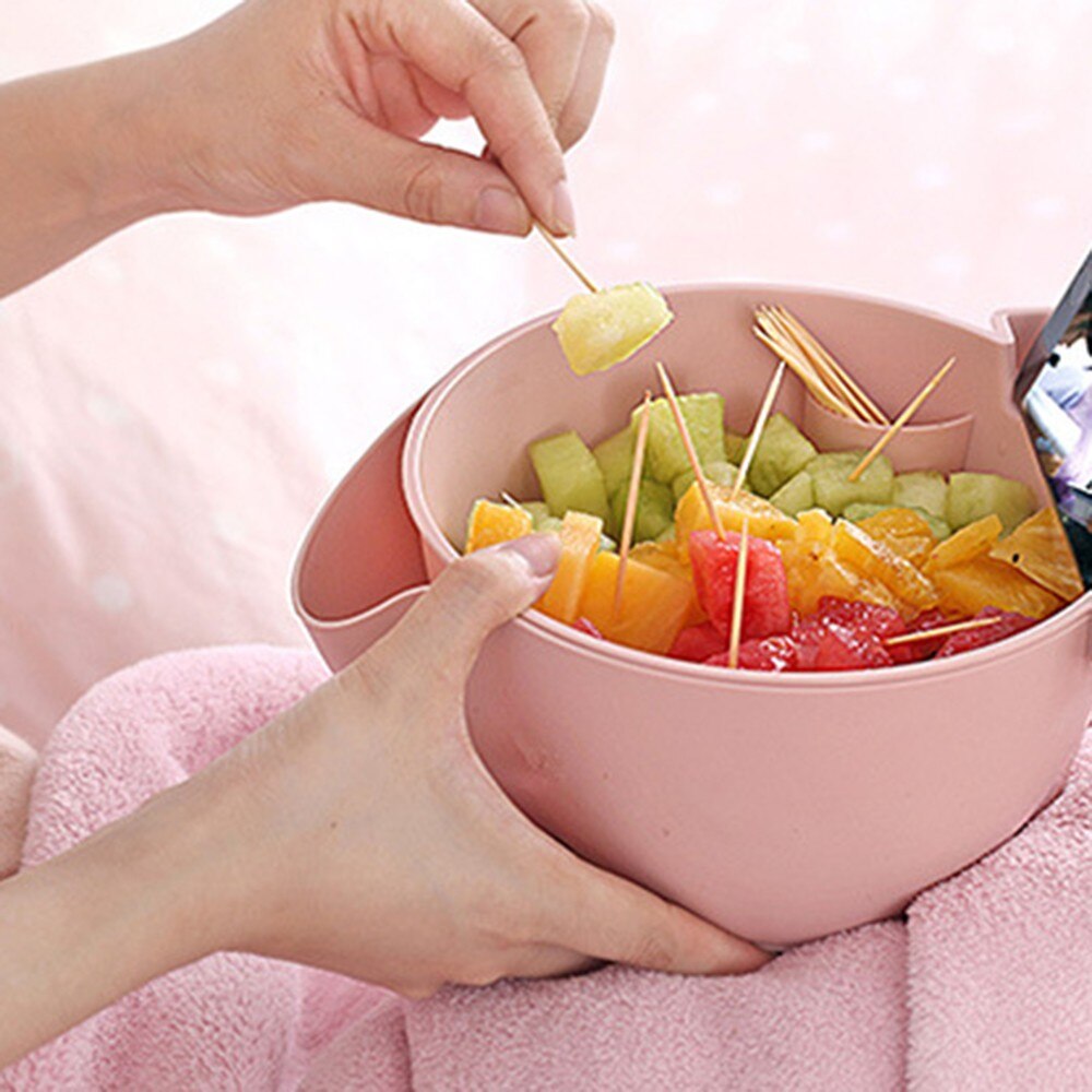 Bowl Dish Box Double Layer Dry Fruit Snacks Seeds Containers Phone Garbage Holder Plastic Storage Box Jewelry Organizer