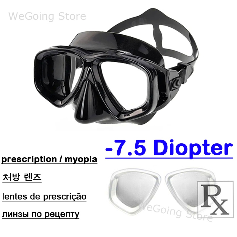 Corrective Tempered Glass Diving Goggles with Prescription Lens Swim Mask with Power Ranges from -1.0 to -8.0 for Short Sighted: Clear