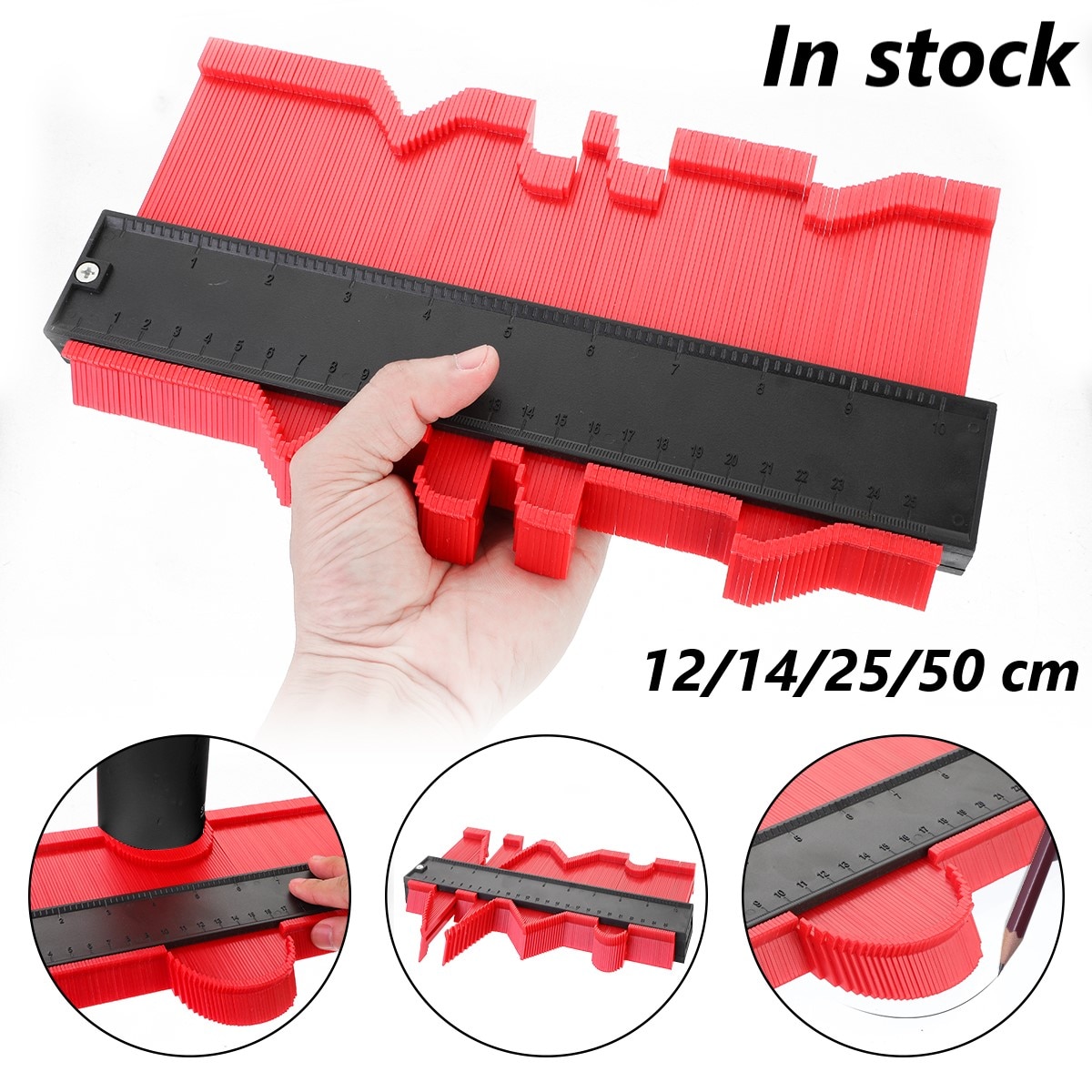 12/14/25/50 cm konturmått plastprofil kopiering konturmätare standard trämarkeringsverktyg kakel laminatplattor verktyg