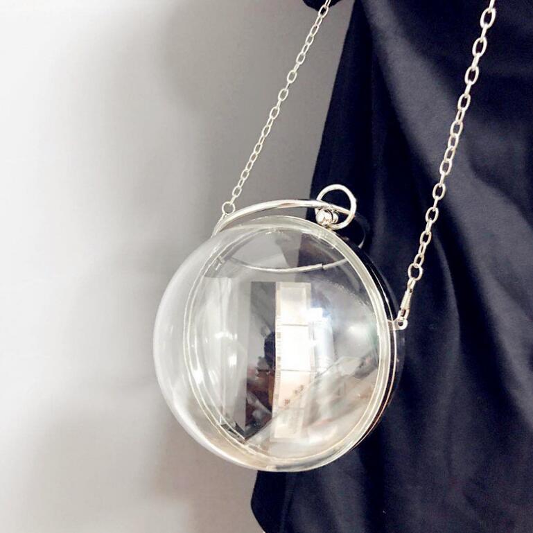 Acrylic Ball Shape Clutch Evening Bag Transprent Round Shoulder Bag Chain Mini Crossbody Messenger Bag Purse