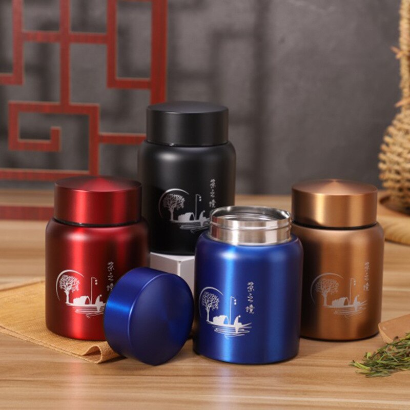 Stainless Steel Tea Caddy Large-capacity Sealed and Leak-proof Metal Storage Tank