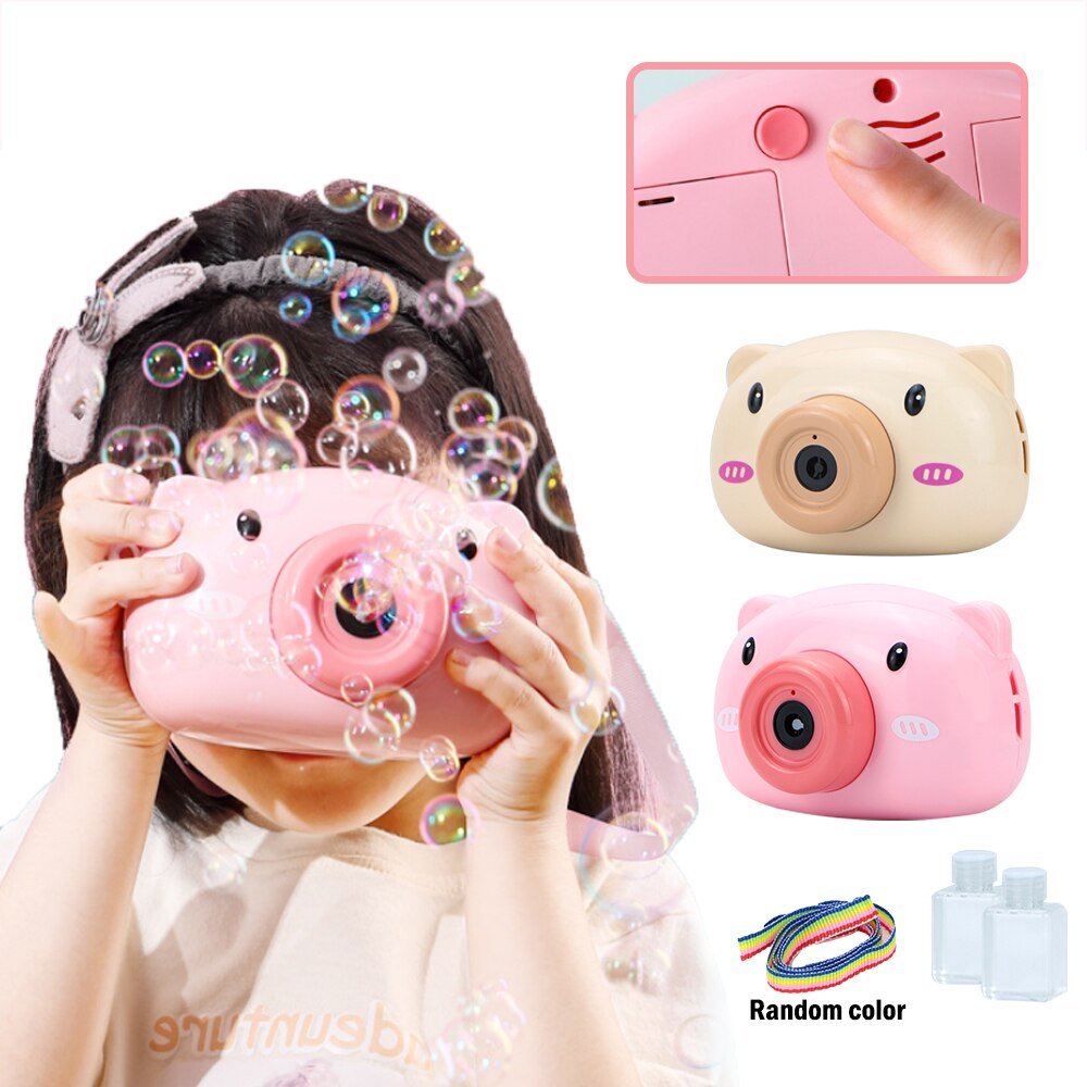 Automatische Grappige Leuke Cartoon Varken Dier Zeep Kinderen Bubble Maker Camera Bad Wrap Machine Speelgoed Bubble Cadeaus Voor Kinderen En meisjes