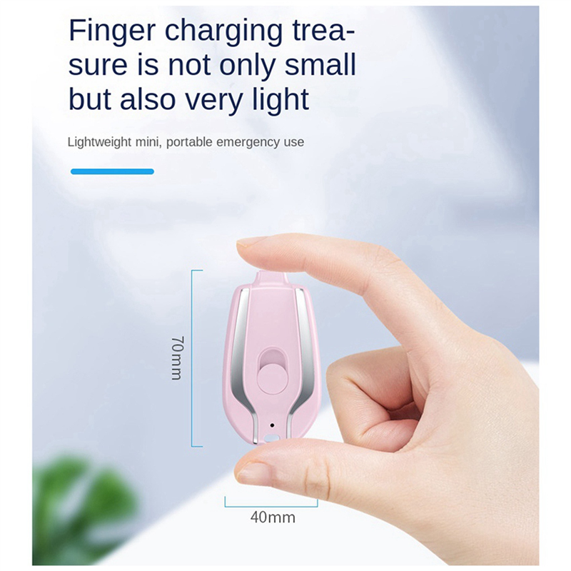 BTLIFE-2X 1200Mah Portable Mini Power Bank Keychain Powerbank Mobile Phone Spare External Battery For Smartphone,Type-C Pink