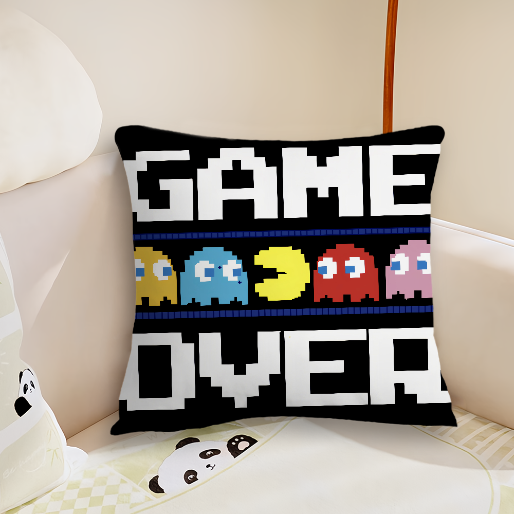 Funda de cojín con temática de juego, cómoda y suave, para sofá, sala de juegos, decorativa, lavable a máquina, para niños: 500 mm x 500 mm / Rosa